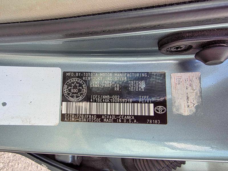 2009 Toyota Camry მანქანა იყიდება აუქციონზე, vin: 4T1BE46K19U859318, აუქციონის ნომერი: 69351646