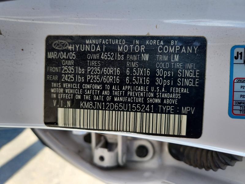 Продажа на аукционе авто 2005 Hyundai Tucson, vin: KM8JN12D65U155241, номер лота: 69921046