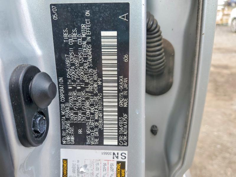 Продажа на аукционе авто 2007 Toyota 4runner, vin: JTEBU14R178101793, номер лота: 69448236