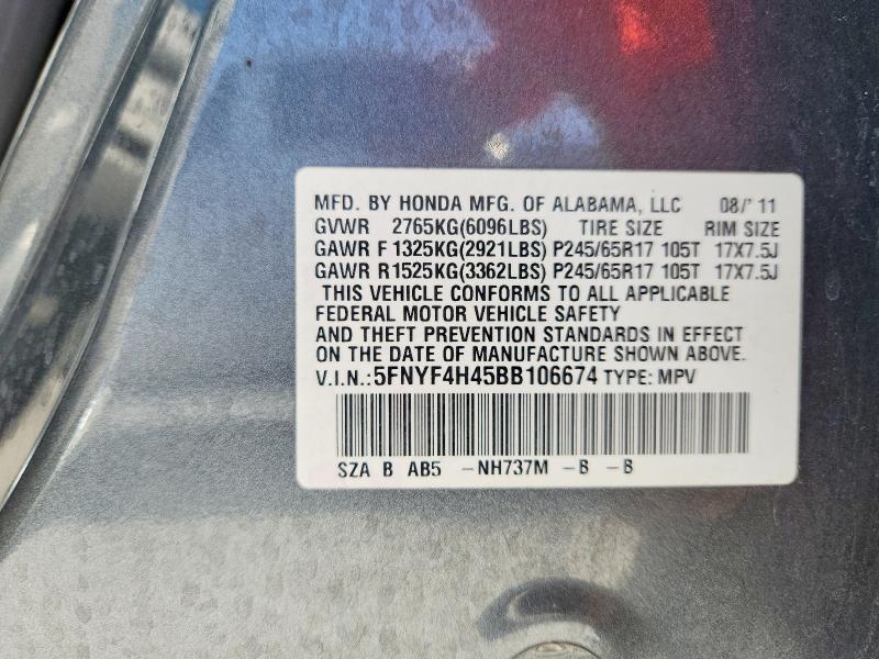 Aukcja sprzedaży 2011 Honda Pilot, vin: 5FNYF4H45BB106674, numer aukcji: 69128516