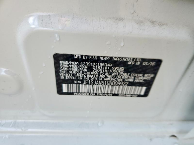 Auction sale of the 2016 Subaru Impreza, vin: JF1GJAN61GH009922, lot number: 67043956