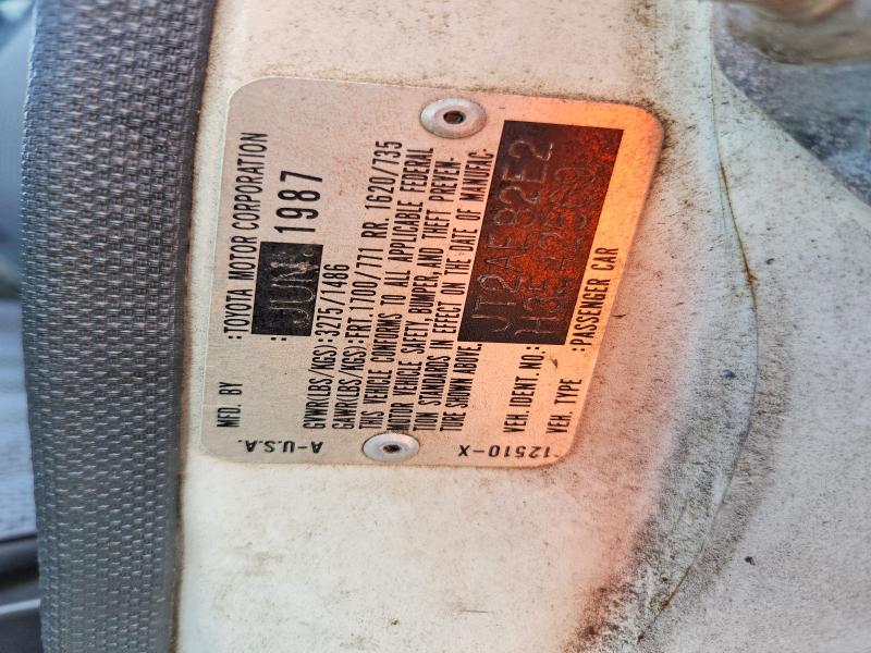 68171386 :رقم المزاد ، JT2AE82E2H3542569 vin ، 1987 Toyota Corolla مزاد بيع