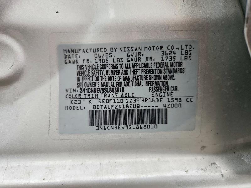 69214936 :رقم المزاد ، 3N1CN8EV9SL868010 vin ، 2025 Nissan Versa مزاد بيع