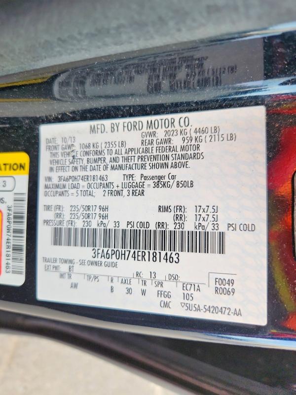 Продаж на аукціоні авто 2014 Ford Fusion, vin: 3FA6P0H74ER181463, номер лоту: 69197226