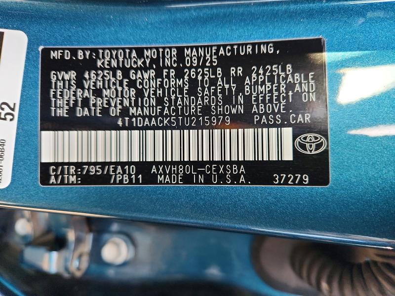 Aukcja sprzedaży 2026 Toyota Camry, vin: 4T1DAACK5TU215979, numer aukcji: 67918336