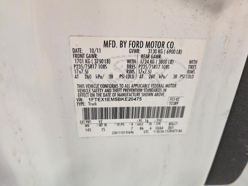 70750866 :رقم المزاد ، 1FTEX1EM5BKE20475 vin ، 2011 Ford F150 مزاد بيع