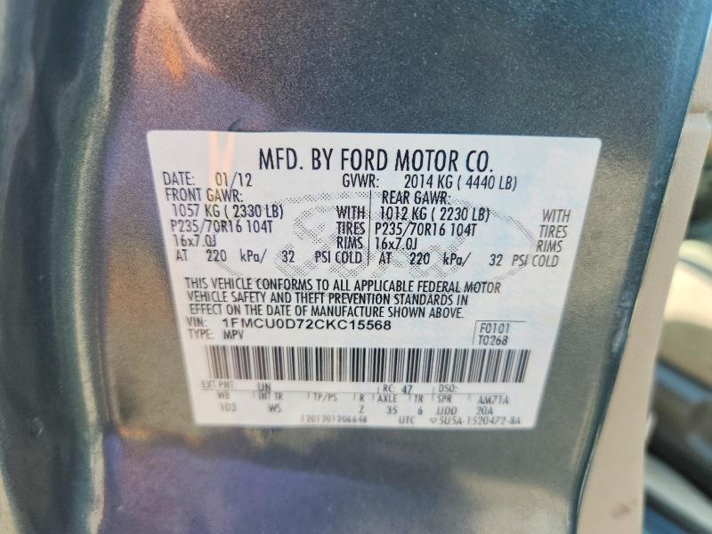 68286906 :رقم المزاد ، 1FMCU0D72CKC15568 vin ، 2012 Ford Escape مزاد بيع