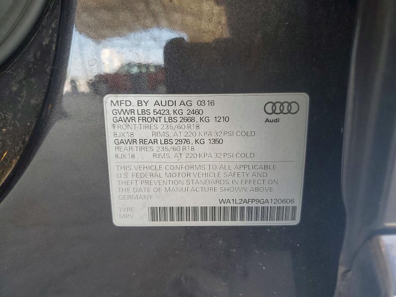 Aukcja sprzedaży 2016 Audi Q5, vin: WA1L2AFP9GA120606        , numer aukcji: 68648696