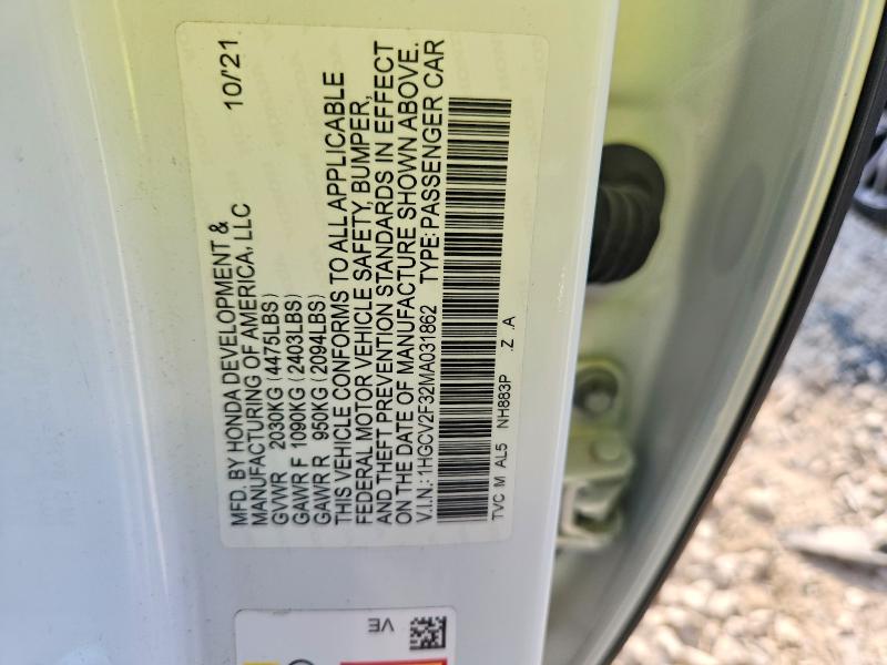 Aukcja sprzedaży 2021 Honda Accord, vin: 1HGCV2F32MA031862, numer aukcji: 67720016