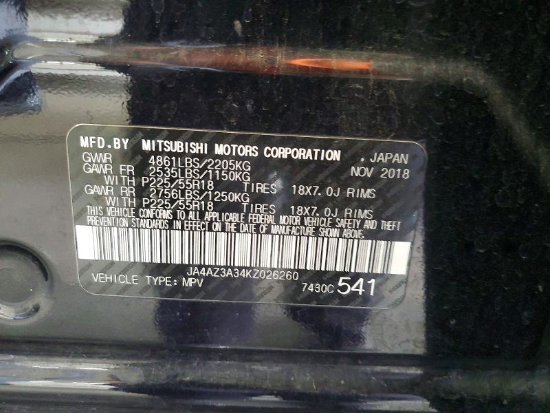 Aukcja sprzedaży 2019 Mitsubishi Outlander, vin: JA4AZ3A34KZ026260, numer aukcji: 68876216
