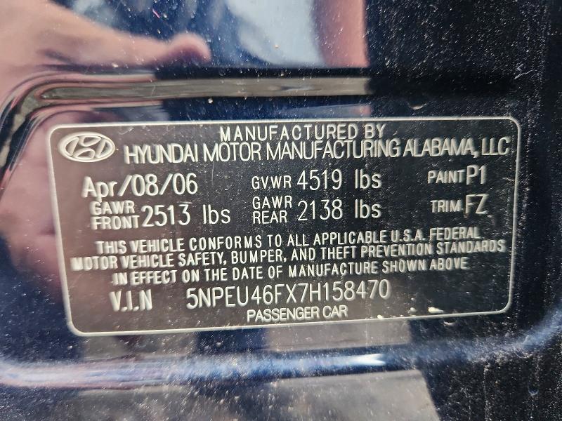 Aukcja sprzedaży 2007 Hyundai Sonata, vin: 5NPEU46FX7H158470, numer aukcji: 67404006