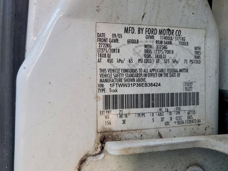 Продаж на аукціоні авто 2006 Ford F350, vin: 1FTWW31P36EB38424, номер лоту: 69073546