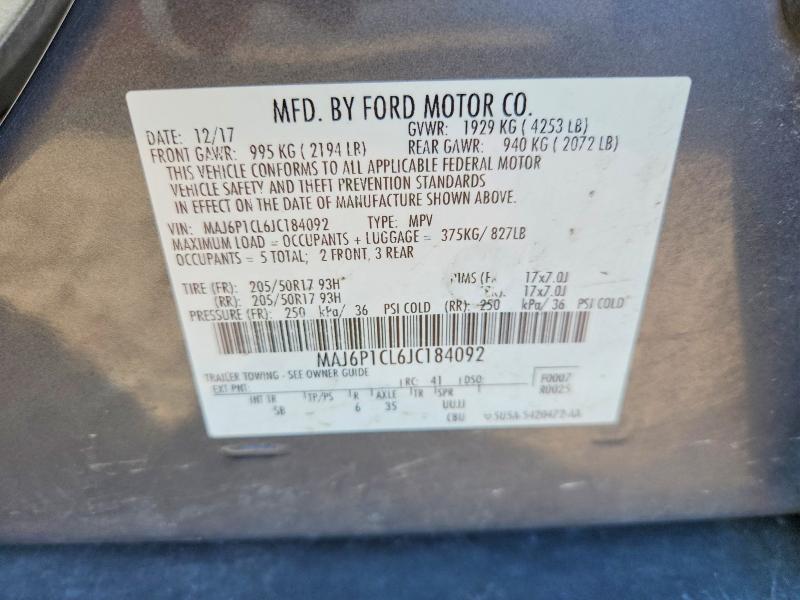 Aukcja sprzedaży 2018 Ford Ecosport, vin: MAJ6P1CL6JC184092, numer aukcji: 67907146