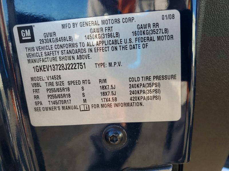 68669026 :رقم المزاد ، 1GKEV13728J222751 vin ، 2008 Gmc Acadia مزاد بيع