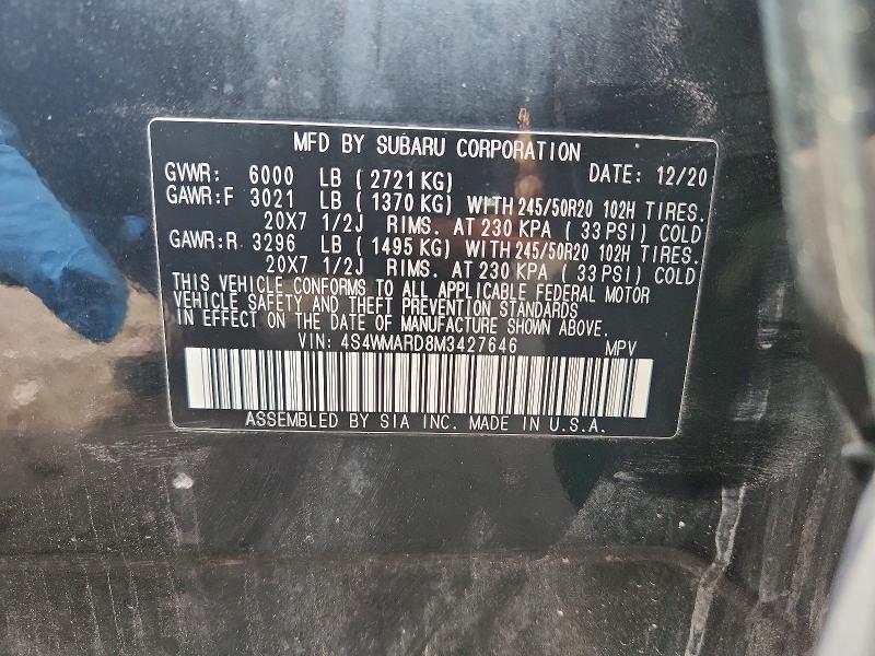Продажа на аукционе авто 2021 Subaru Ascent, vin: 4S4WMARD8M3427646, номер лота: 66839246