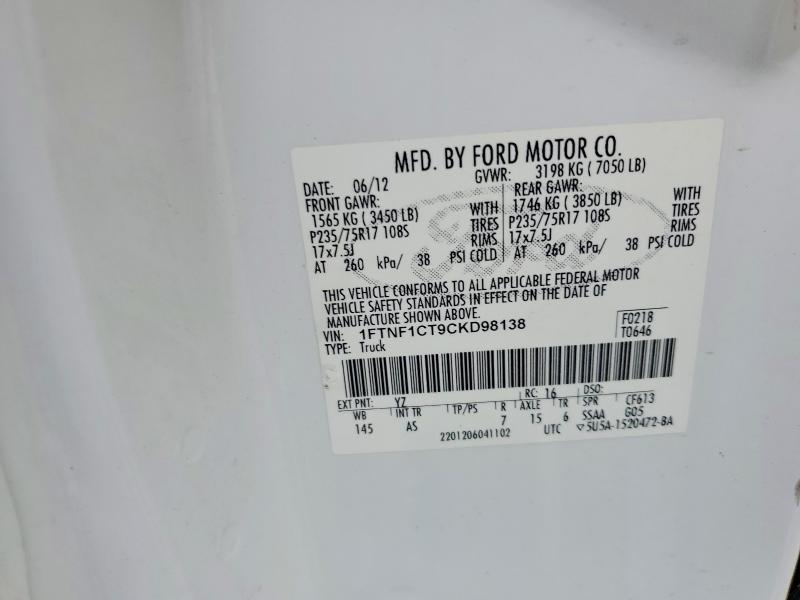 Aukcja sprzedaży 2012 Ford F150, vin: 1FTNF1CT9CKD98138, numer aukcji: 69858206