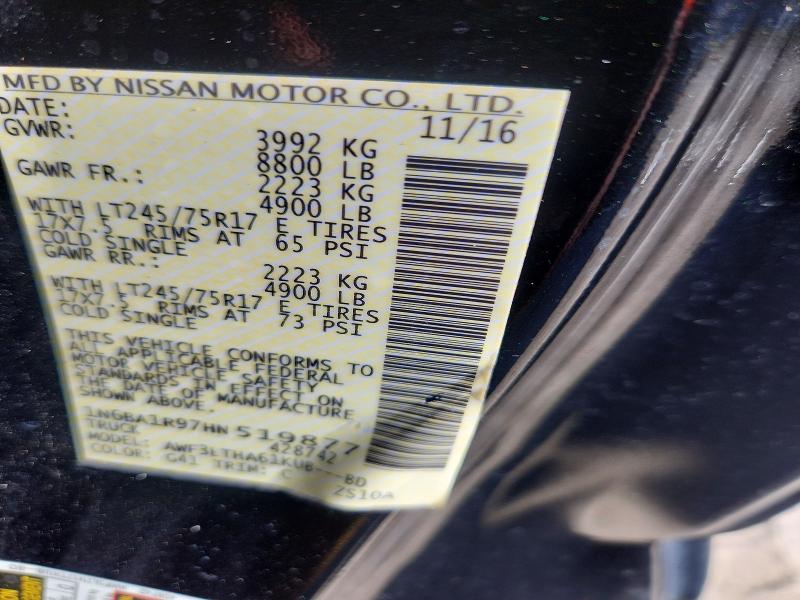 69169866 :رقم المزاد ، 1N6BA1R97HN519877 vin ، 2017 Nissan Titan Xd مزاد بيع