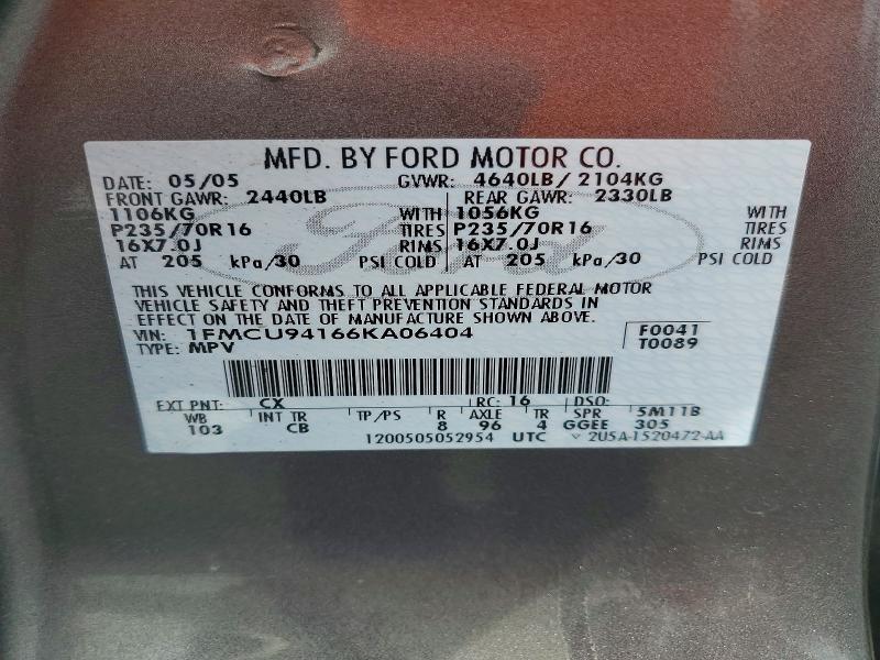 2006 Ford Escape მანქანა იყიდება აუქციონზე, vin: 1FMCU94166KA06404, აუქციონის ნომერი: 70098336