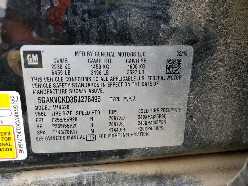 Aukcja sprzedaży 2016 Buick Enclave, vin: 5GAKVCKD3GJ276495, numer aukcji: 69414426
