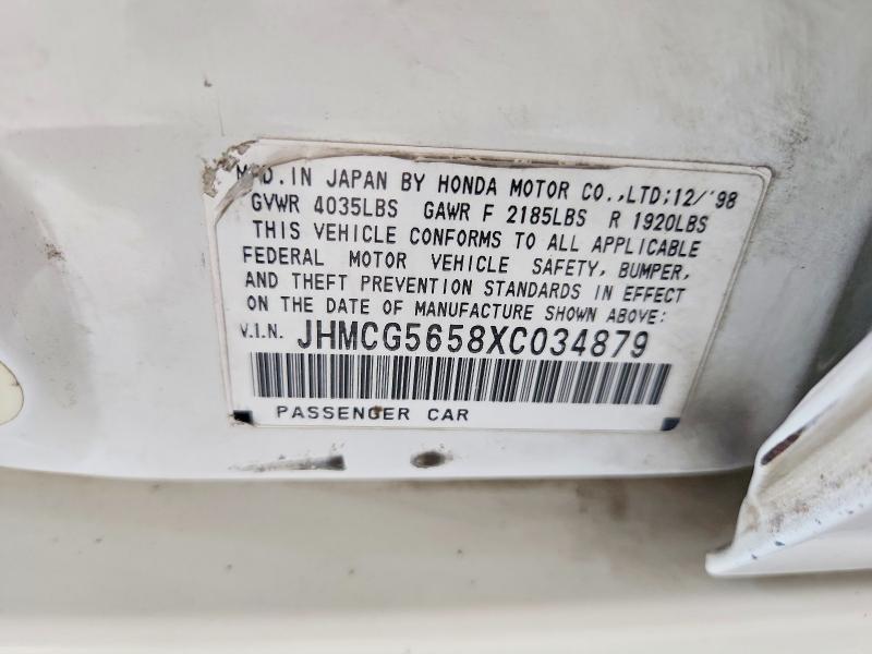 Aukcja sprzedaży 1999 Honda Accord, vin: JHMCG5658XC034879, numer aukcji: 69549156