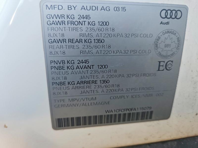 Продажа на аукционе авто 2015 Audi Q5, vin: WA1CFCFP0FA115079, номер лота: 67729966