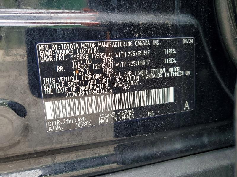 68560956 :رقم المزاد ، 2T3W1RFV4RW334314 vin ، 2024 Toyota Rav4 مزاد بيع