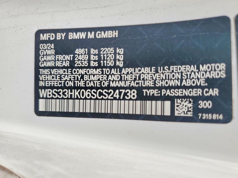 Aukcja sprzedaży 2025 Bmw M4, vin: WBS33HK06SCS24738, numer aukcji: 67420196