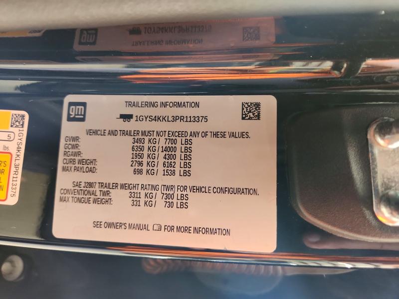 70602636 :رقم المزاد ، 1GYS4KKL3PR113375 vin ، 2023 Cadillac Escalade مزاد بيع