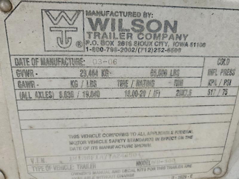 67795836 :رقم المزاد ، 1W1MBF1A77A244504 vin ، 2007 Wilson Trailer Co. Wilson Trailer Co. مزاد بيع