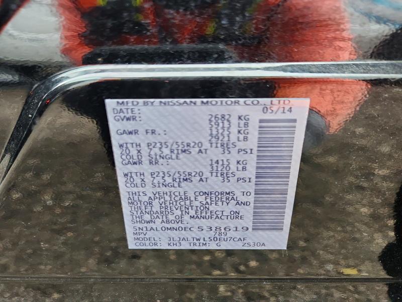 2014 Infiniti Qx60 მანქანა იყიდება აუქციონზე, vin: 5N1AL0MN0EC538619, აუქციონის ნომერი: 69327736
