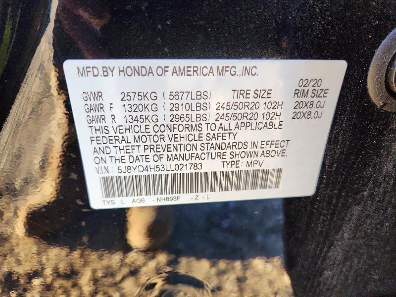 Продаж на аукціоні авто 2020 Acura Mdx, vin: 5J8YD4H53LL021783, номер лоту: 69056376