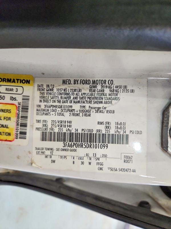 69359156 :رقم المزاد ، 3FA6P0HR5DR101099 vin ، 2013 Ford Fusion مزاد بيع