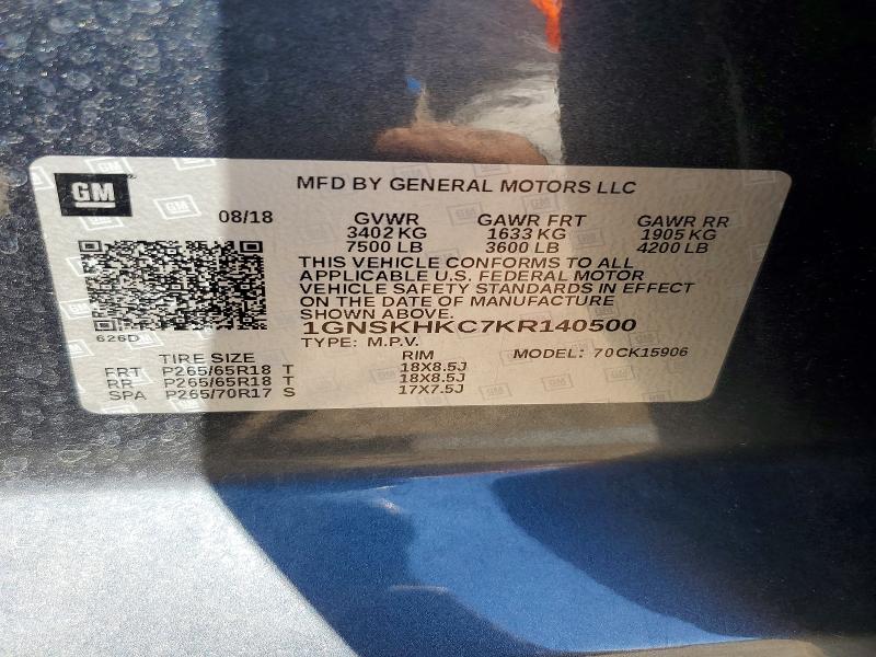 Aukcja sprzedaży 2019 Chevrolet Suburban, vin: 1GNSKHKC7KR140500, numer aukcji: 68363966
