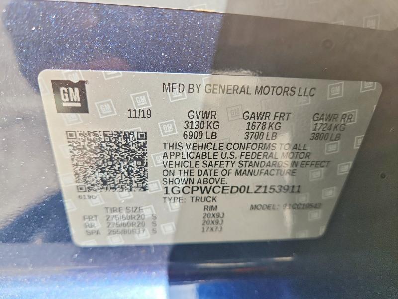 Aukcja sprzedaży 2020 Chevrolet Silverado, vin: 1GCPWCED0LZ153911, numer aukcji: 67642386