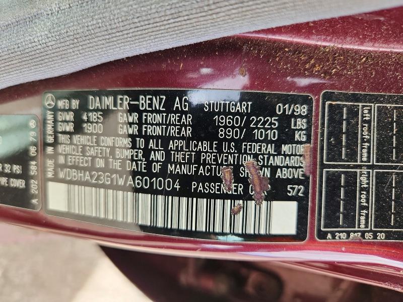 Aukcja sprzedaży 1998 Mercedes-benz C, vin: WDBHA23G1WA601004, numer aukcji: 70160296