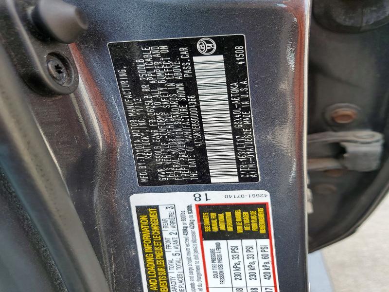 2013 Toyota Avalon მანქანა იყიდება აუქციონზე, vin: 4T1BK1EB9DU004366, აუქციონის ნომერი: 69359336