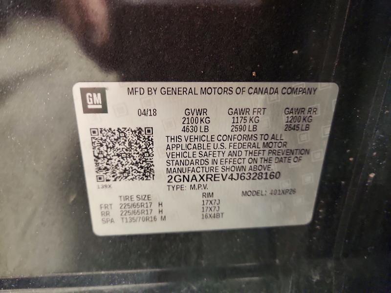69545346 :رقم المزاد ، 2GNAXREV4J6328160 vin ، 2018 Chevrolet Equinox مزاد بيع