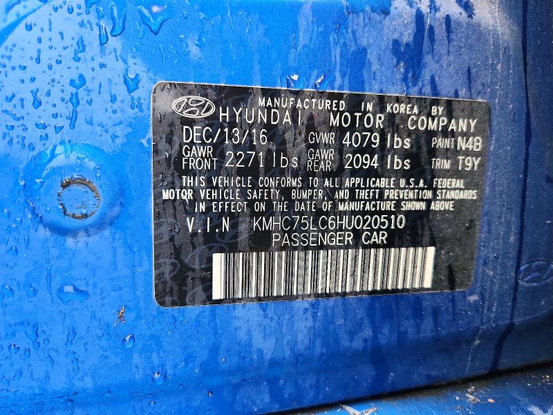 Aukcja sprzedaży 2017 Hyundai Ioniq, vin: KMHC75LC6HU020510, numer aukcji: 69588556