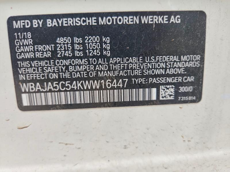 Продаж на аукціоні авто 2019 Bmw 530, vin: WBAJA5C54KWW16447, номер лоту: 67800226