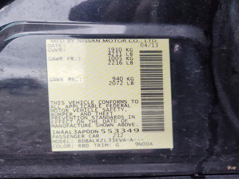 Продажа на аукционе авто 2013 Nissan Altima, vin: 1N4AL3AP0DN553349, номер лота: 69727166