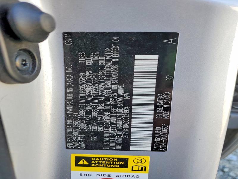 Продаж на аукціоні авто 2012 Lexus Rx, vin: 2T2BK1BA3CC121934, номер лоту: 68261236