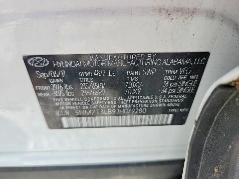 2018 Hyundai Santa Fe Sport მანქანა იყიდება აუქციონზე, vin: 5NMZT3LB9JH079280, აუქციონის ნომერი: 69446376