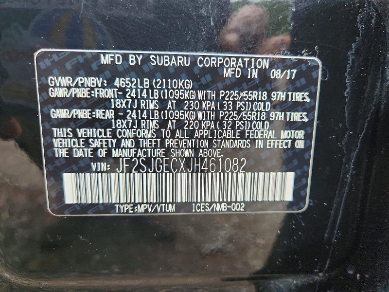Aukcja sprzedaży 2018 Subaru Forester, vin: JF2SJGECXJH461082, numer aukcji: 70016216