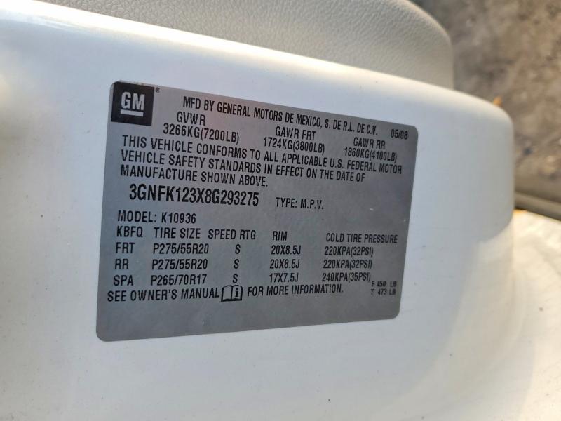 68776026 :رقم المزاد ، 3GNFK123X8G293275 vin ، 2008 Chevrolet Avalanche مزاد بيع
