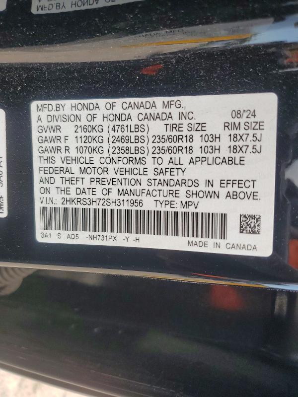 Aukcja sprzedaży 2025 Honda Cr-v, vin: 2HKRS3H72SH311956, numer aukcji: 69390436