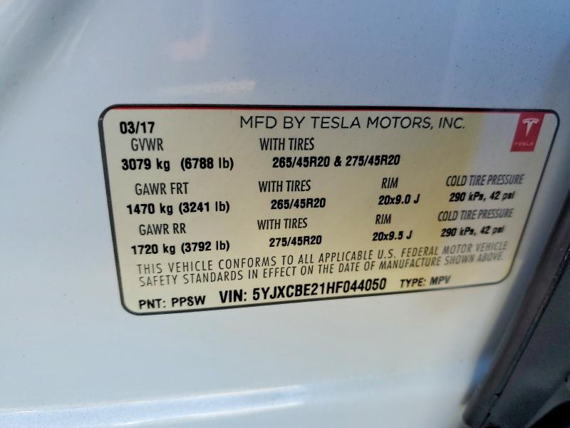 Продажа на аукционе авто 2017 Tesla Model X, vin: 5YJXCBE21HF044050, номер лота: 70553976