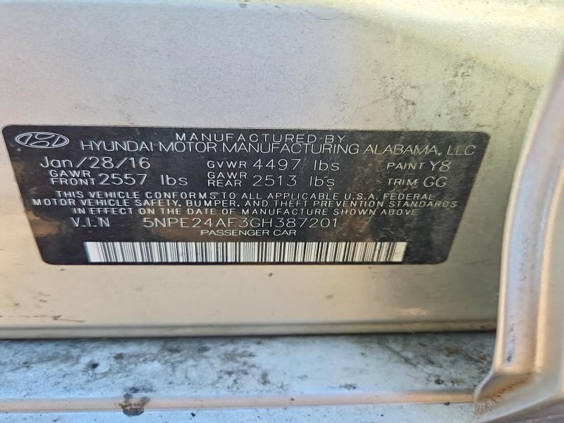 Aukcja sprzedaży 2016 Hyundai Sonata, vin: 5NPE24AF3GH387201        , numer aukcji: 68675306