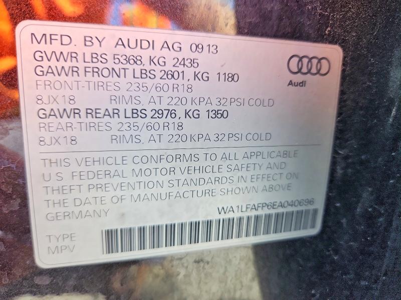 2014 Audi Q5 მანქანა იყიდება აუქციონზე, vin: WA1LFAFP6EA040696, აუქციონის ნომერი: 68352766