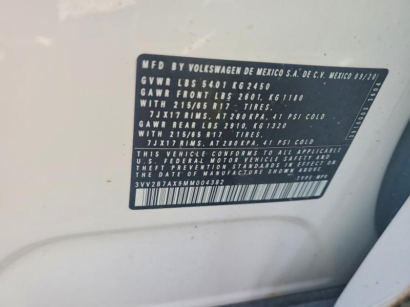 69744706 :رقم المزاد ، 3VV2B7AX9MM004382 vin ، 2021 Volkswagen Tiguan مزاد بيع