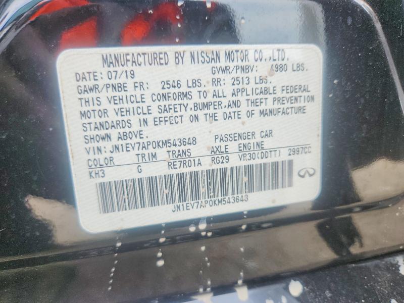 Aukcja sprzedaży 2019 Infiniti Q50, vin: JN1EV7AP0KM543648, numer aukcji: 69319226